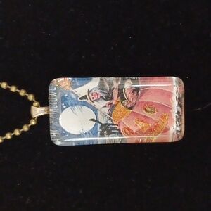Vintage Halloween Art Resin Necklace Witch